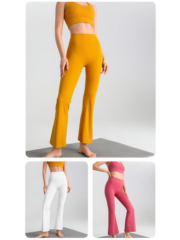 Nude Feel Slim-Fit High Elasticity Petite Micro-Flare Yoga Pants with Optional Logo for Women