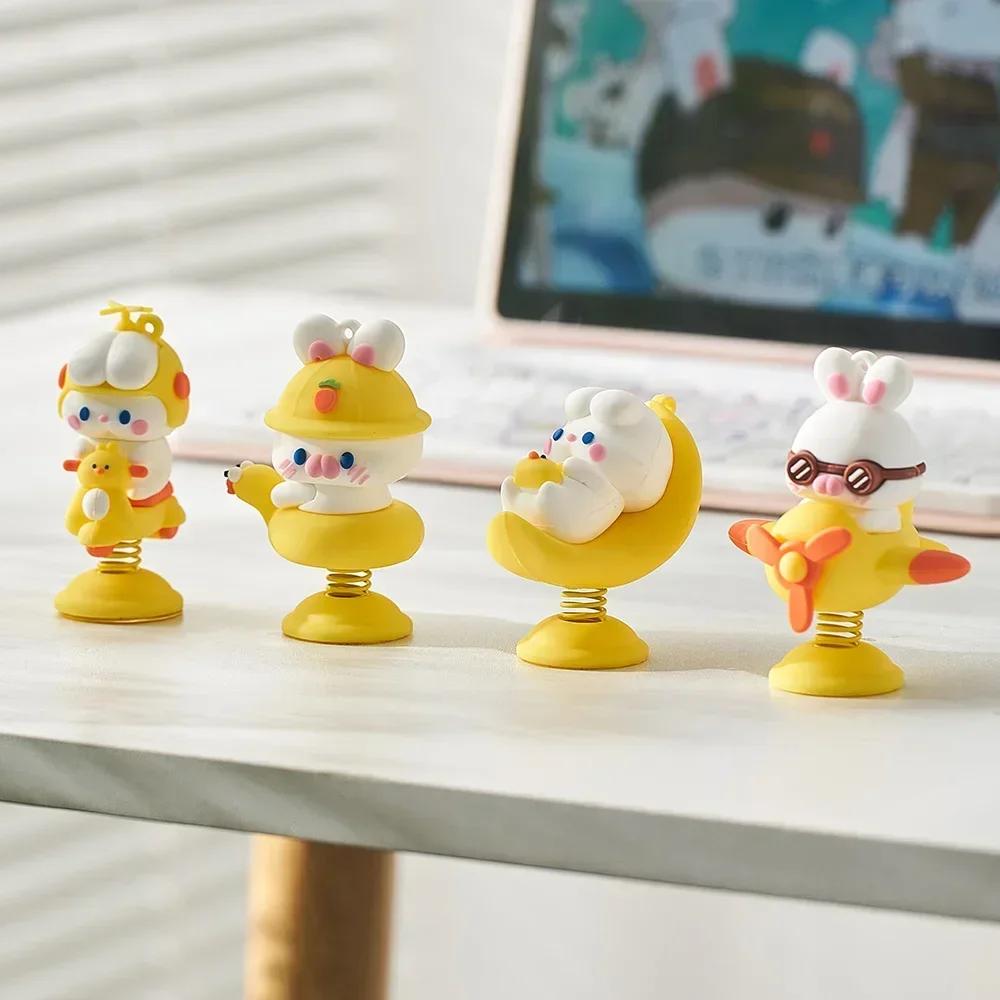Creative Animal Bunny Car Decoration Sculpture Miniature Items Room Decoration Desk Accessories Computer Decor Christmas Gift