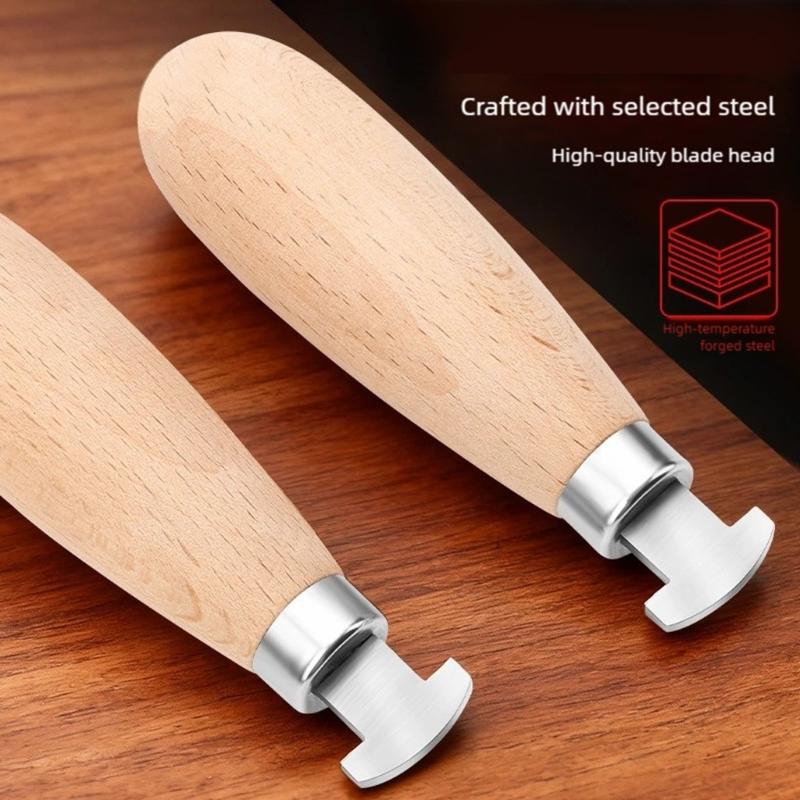 Practical Stainless Steel Bezel Pusher Ergonomic Wooden Handle Jewelry Crafting Tool For Gemstones Setting