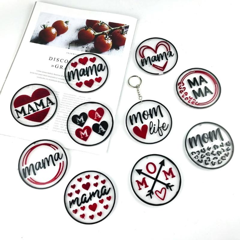 Kreis Silikonharzform, Muttertag Epoxidgussform für DIY Handwerk Anhänger Schmuckherstellung Schlüsselanhänger Silikonform