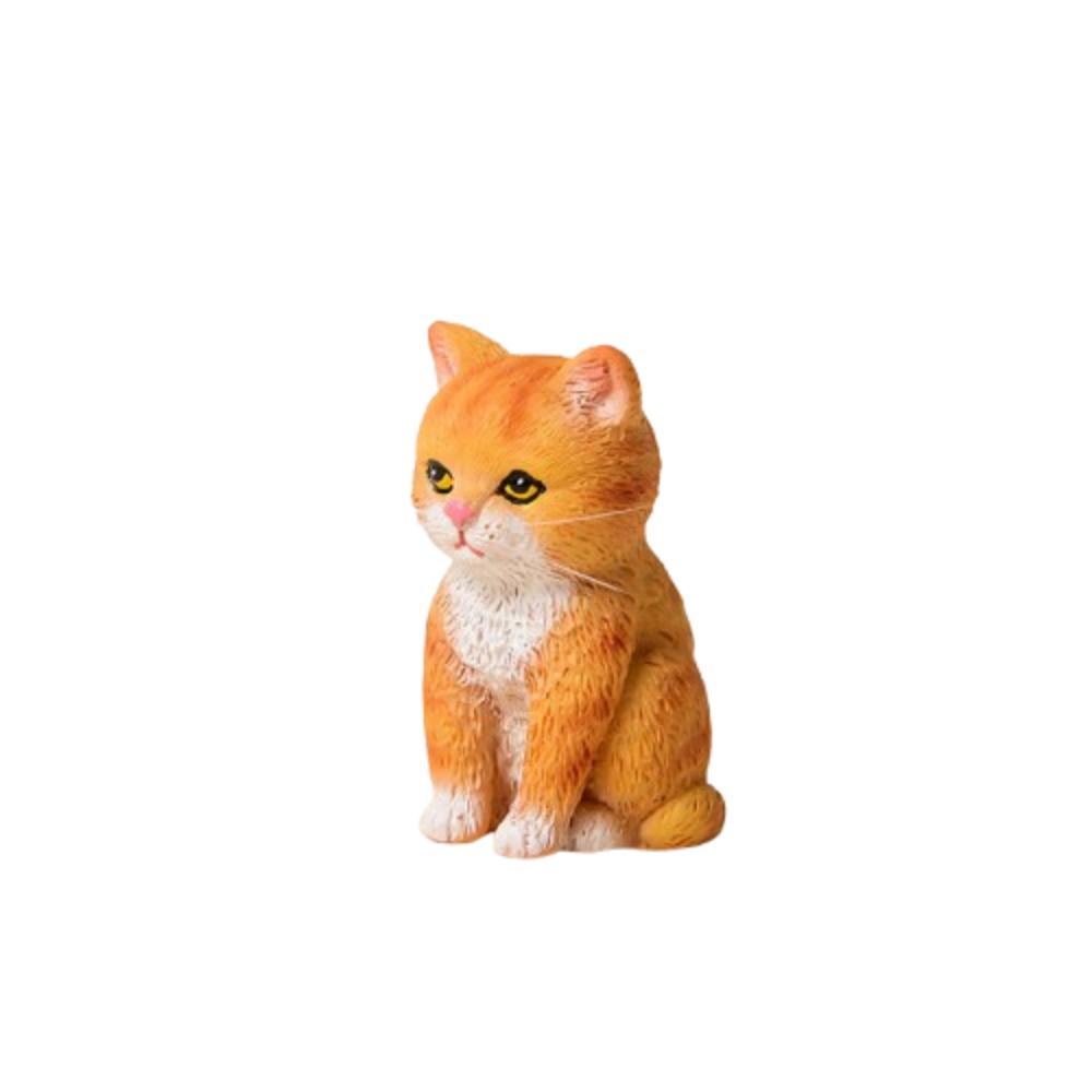 Cartoon Style Cat Statues Figurines Tiger Spot Cat Decoration  Dollhouse Model