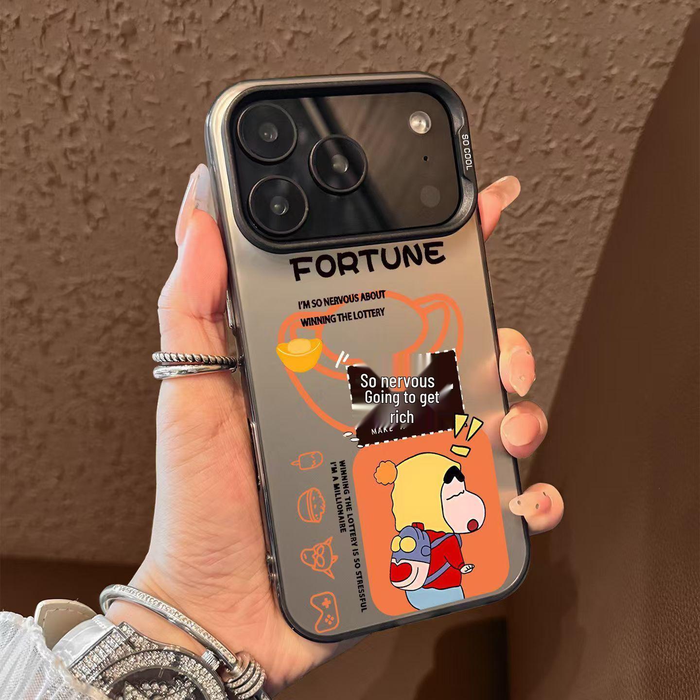 

Shinchan Cartoon Silver Shell Phone Case for Apple 17/16/15 Pro & 14 Pro Max/13/12 iPhone 17 Pro Max