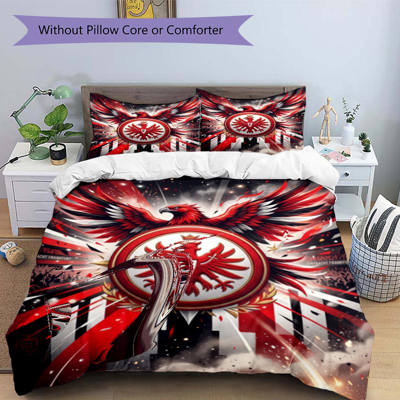 3pcs Duvet Cover Set (1*Duvet Cover + 2*Pillowcase, Without Core), Eintracht Frankfurt Print Bedding Set, Bedroom Decor, All‑Season, Gift