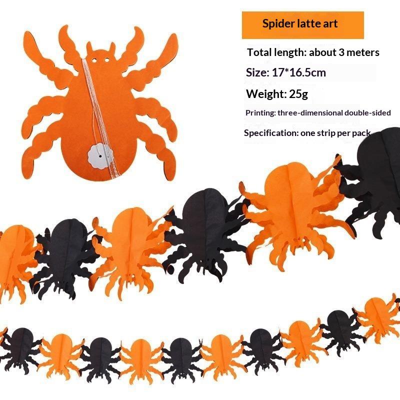 3Meter Halloween Hanging Garland Bunting Bat Pumpkin Ghosts Spider Paper Banner Halloween Party Decorations Horror Props