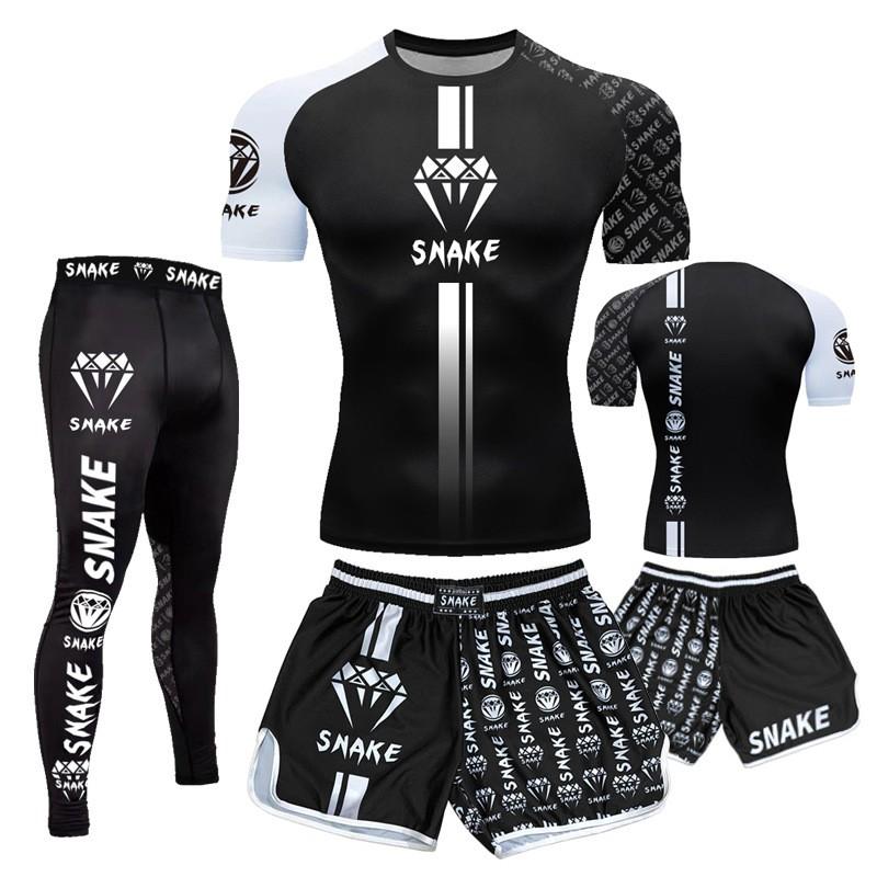 Mens Quick Dry UFC Boxing Muay Thai Cycling Jersey Set Breathable Compression Shorts Suit