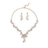 GemChic Women's New Exquisite Alloy Branch Flower Crystal Rhinestone Drops Collarbone Necklace Earrings Two Piece Set Birthday Christmas Jewelry Gift