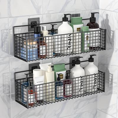 Organizador de Almacenamiento Metálico para Pared de Baño - Instalación sin Taladro, Estantes Multiusos para Artículos de Aseo, Toallas y Botellas, Organizadores de Baño