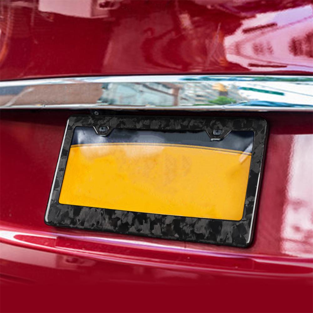 Real Forged Carbon Fiber License Plate Frame Car External Decoration 12.4x 6.2in