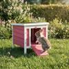 Wooden Rabbit Hutch 51 x 42 x 43 cm, Red