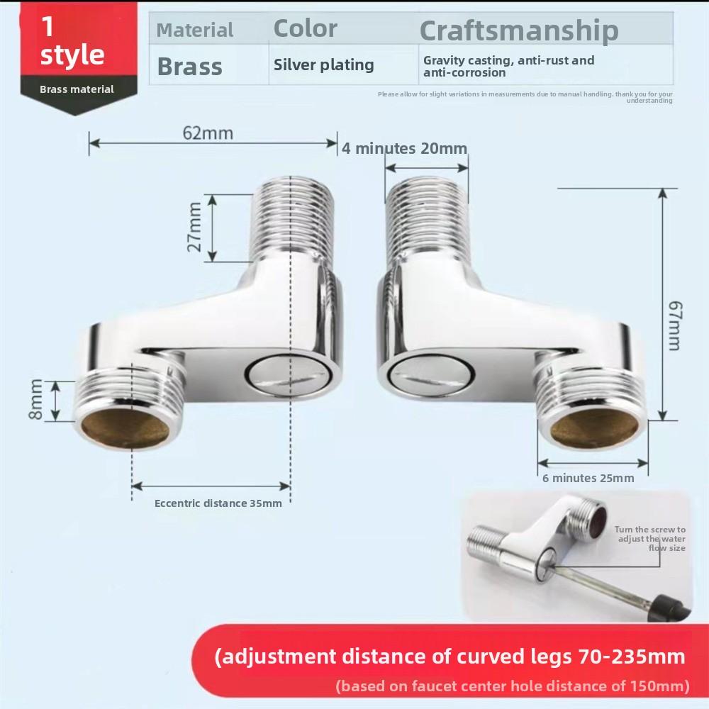 Width Adjustable Angle Valve Replacement Shower Faucet Adapter Part Stainless steel Wall Mounted Bathroom Accessories 2Pcs/Set