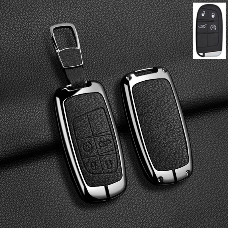 Housse Porte-Clés en Alliage de Zinc Automatique Adaptée Pour Jeep Grand Cherokee Wk2 Kl Wrangler Jk Jl Mp Patriot Renegade Commander Compass 4 5 Boutons Porte-Clés