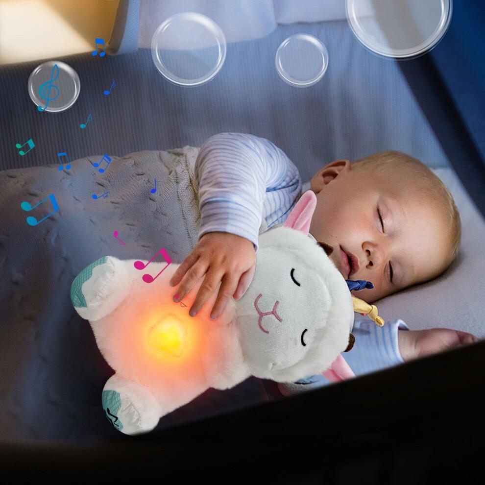 Qnjujn LED Musical Breathing Glowing Lamb Plush, Anxiety Relief with Lights, Music & Rhythmic Motion, White