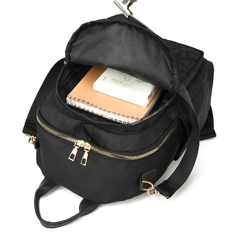 Damen Nylon Doppel-Schultertasche - Groß, Leicht, Modischer Rucksack für Reisen, Schule und Freizeit mit Besticktem Fadenmuster