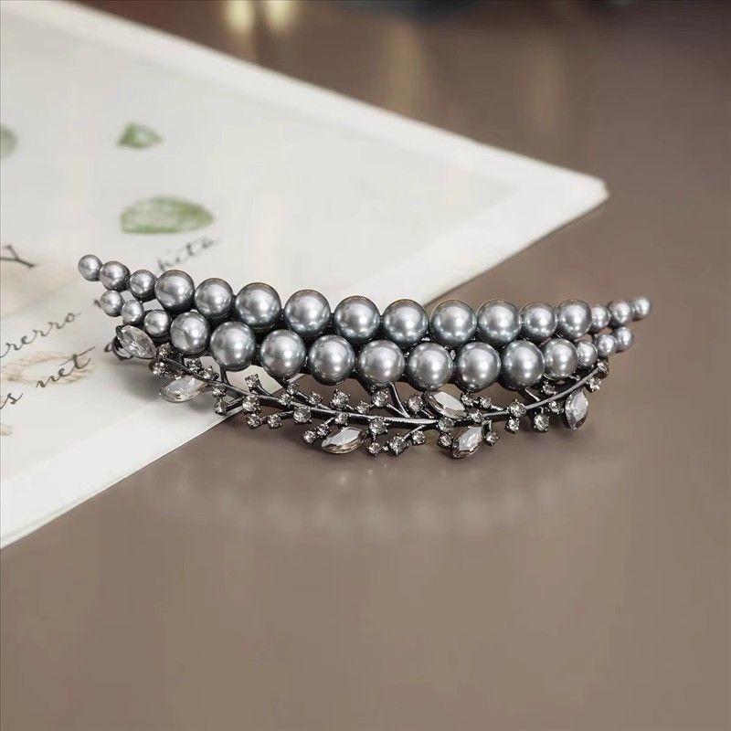 

Korean Elegant Imitation Pearl Hair Clip Temperament Simple Half-Tied Hairpin Crescent Spring Clips Hair Accessories чёрный