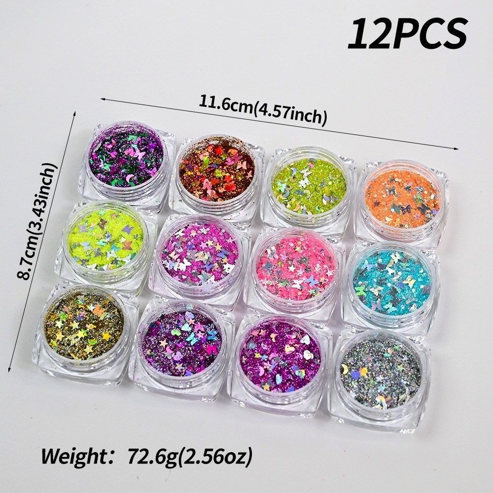 Creative Ultra-Thin Nail Glitter Sparkly Multicolor Nail Sequins Turtle Scales Flakes Nail Art Powder 3D Decoration