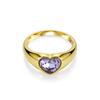 European and American French Light Luxury Heart-shaped Titanium Steel Gemstone Ring Women's Niche High-end Gold-plated Love Ring Does Not Fade