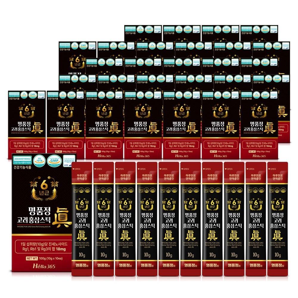 Myeongpumjeong 6-Year-Old Korean Red Ginseng Stick Jin Value Type, 18mg Ginsenoside per sachet, 100g, 29 sets