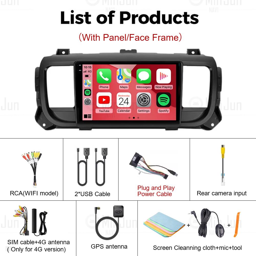 Android 14 Car Radio Multimedia Player For Citroen Jumpy III 3 SpaceTourer 1 For Peugeot Expert III 3 2016-2021 Carplay Stereo