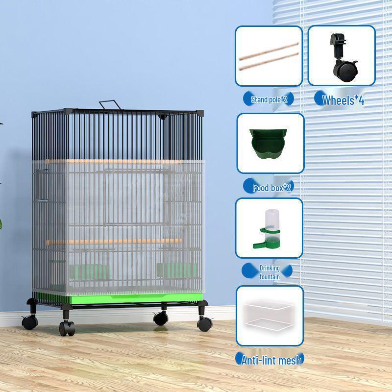 

Посилена велика клітка для великих птахів, таких як какатіли та піони, з гніздовою коробкою 70cm H, 42x31cm, with wheels, Package 9 чорний