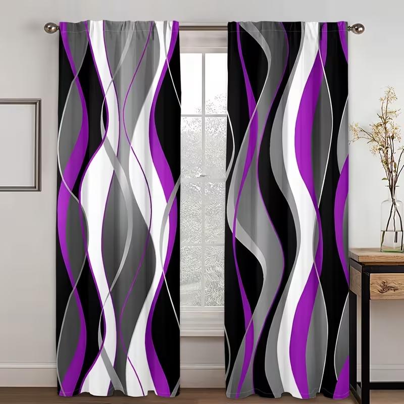 Elegantní sada Vikama Styl Abstraktní Geometrické Pruhované Závěsy Vhodné Dekorace Domu Závěs do Obývacího Pokoj Polyester Ideální Pro Oblast