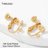 14K Gold Plated Brass Round Head Screw Ear Clips,DIY Handmade Clip On Earrings Parts No Pierced Ear Clips Jewelry Findings