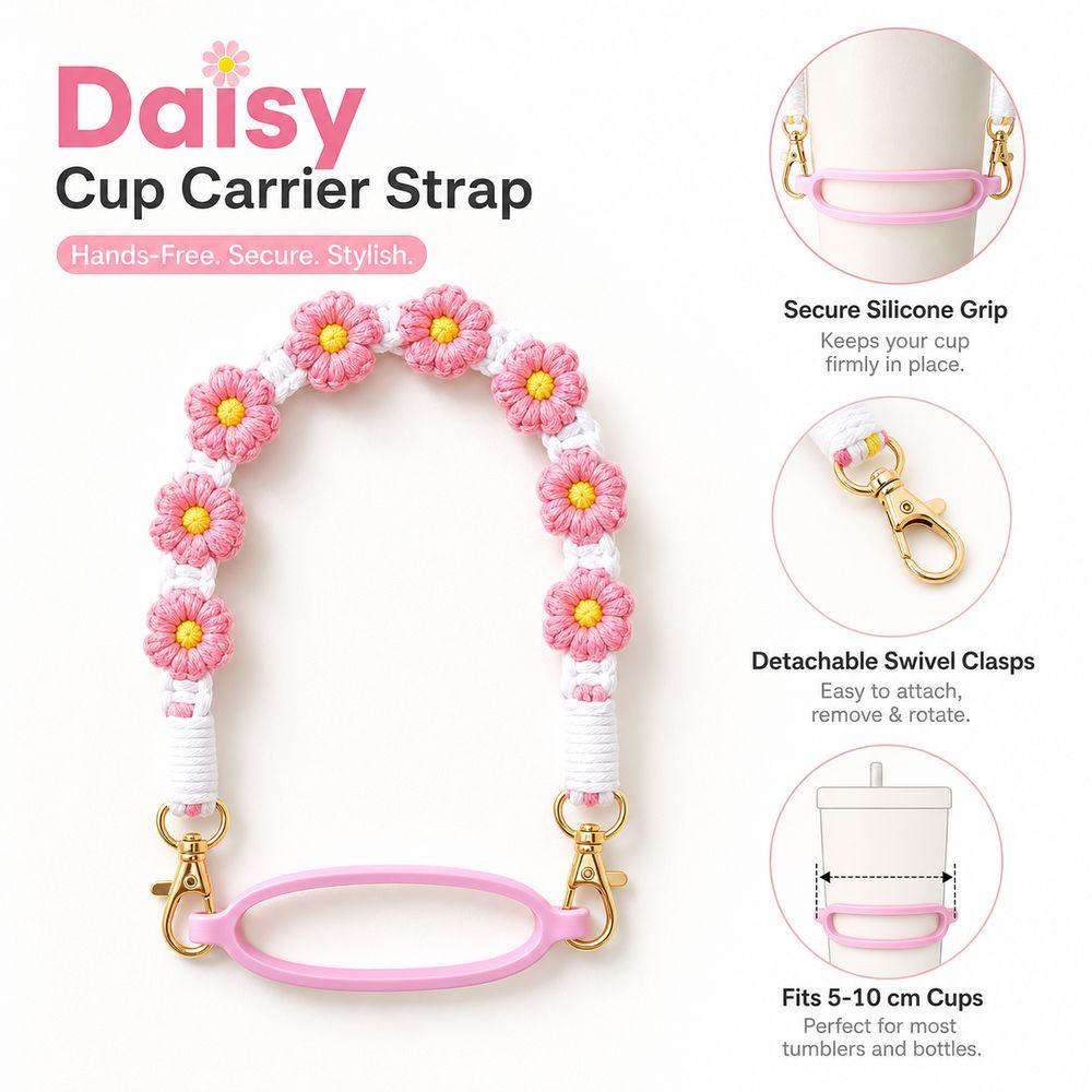 Silicone Cup Carrier Strap Polyester Water Bottle Strap Portable Tumbler Carrying Strap Walking