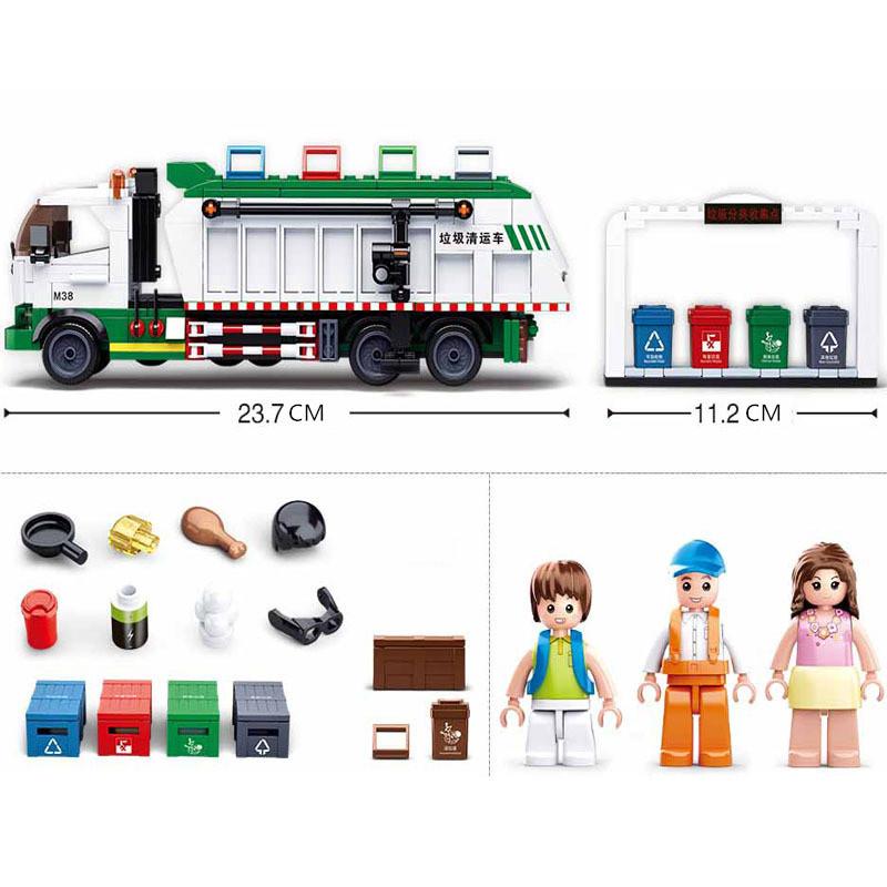 432PCS City Garbage Classification Truck Engineering Vehicle Collector Car Brinquedos Building Blocks Toys NO BOX