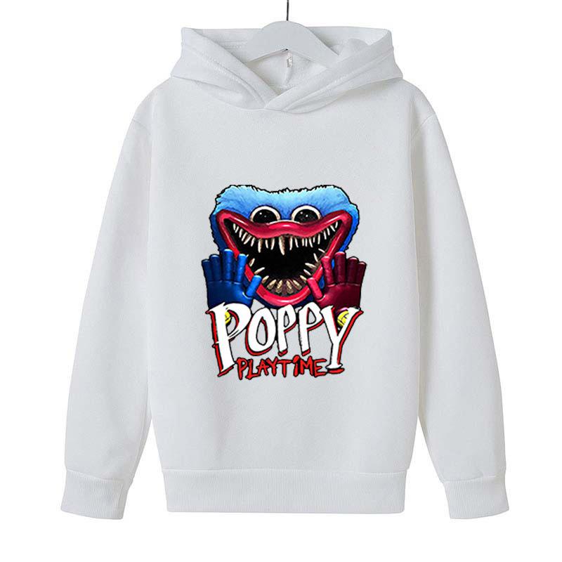 

Poppy Playtime Kids Hoodie, Boys Girls Huggy Wuggy Print Cotton Sweatshirt, Casual Hooded Pullover for Children 160cm белый