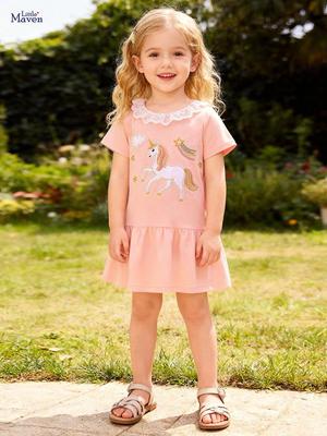 Little Maven Sommerkleid für Mädchen mit Spitzenkragen - Europäischer und Amerikanischer Stil
