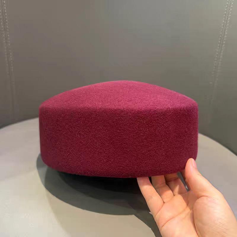 100%Wool Hard Top Pillbox Hat Fedoras Lady Luxury Vintage Painter Berets Trend Women Winter Warm Fascinating Japanese Sailor Hat