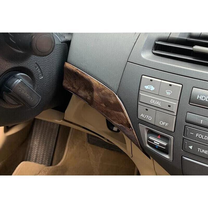 Car Dark Brown Wood Grain Central Console Trument Strip Trim Kit Fit For Honda Accord 2008-2013