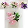 Beautiful 5 Heads Artificial Hyacinth Fake Silk Flowers Bouquet For Wedding And Home Decor