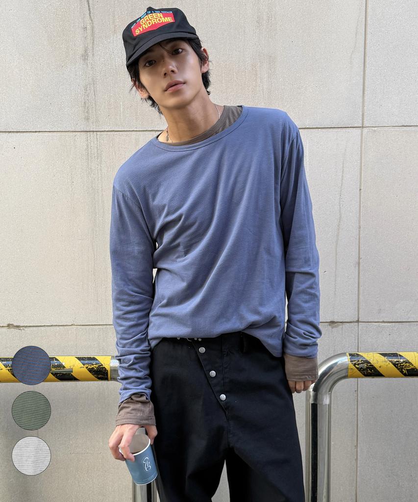 SUPERSUB Striped Color Block Layered Long Sleeve T-Shirt 3 Colors