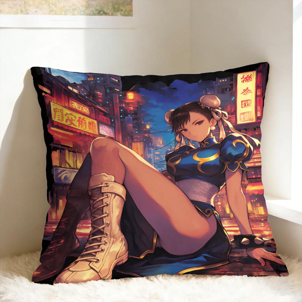 Pillow Cover Game Fighter Chun Li  Cute Funny Pillow Case For Sofa Home Decor Pillowcases