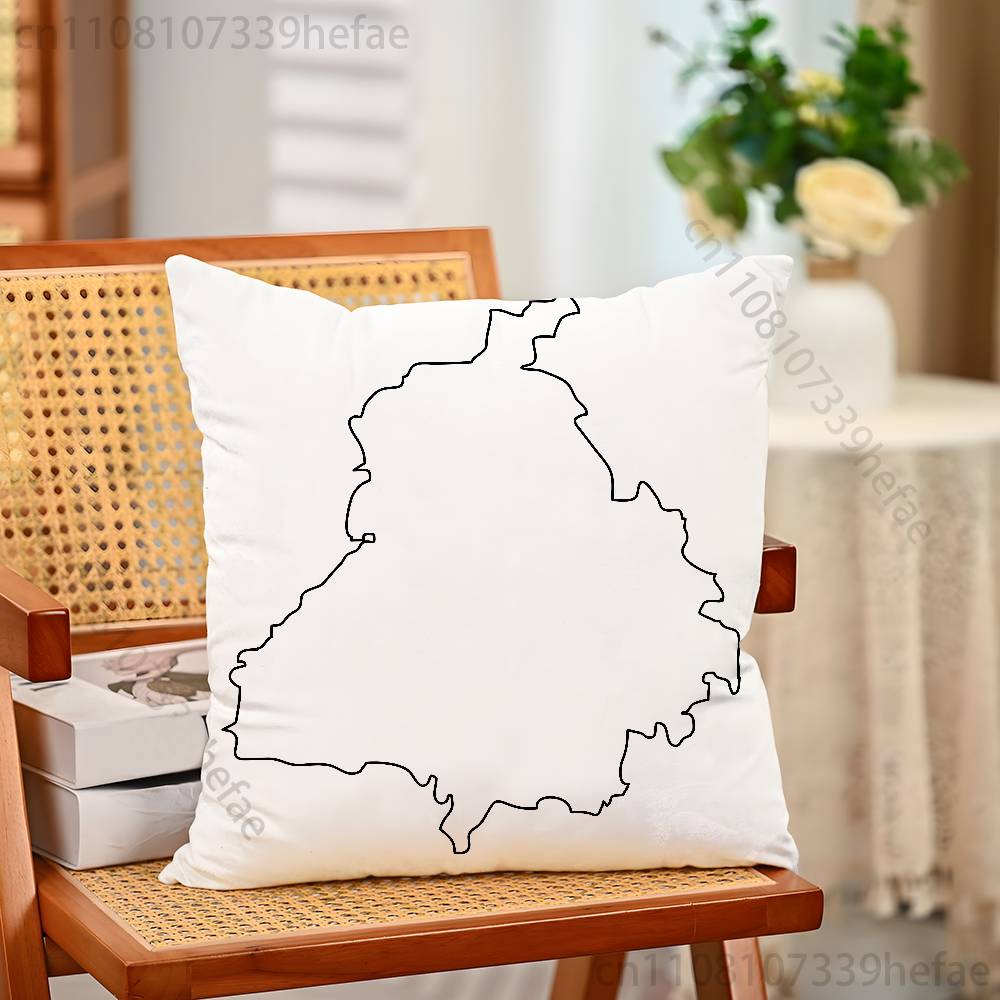 Punjab Karte Kissenbezug Plüschkissenbezüge Heimdekoration Kissenbezug für Sofa Bett Stuhl Wohnzimmer