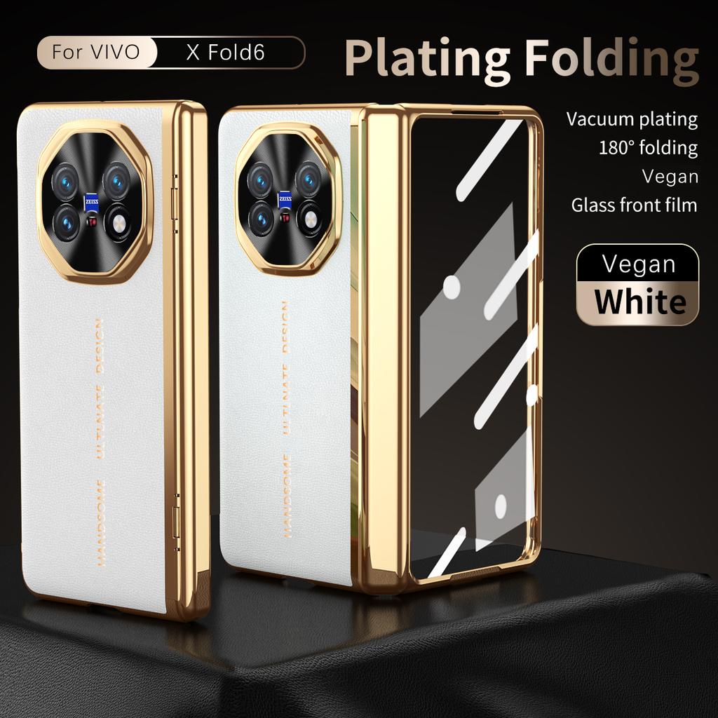 For Vivo X Fold6 Fold 6 180° Infinity Foldable Glass Front Film Vacuum Plating Anti-Fingerprint Hand Flap Phone Case Cover