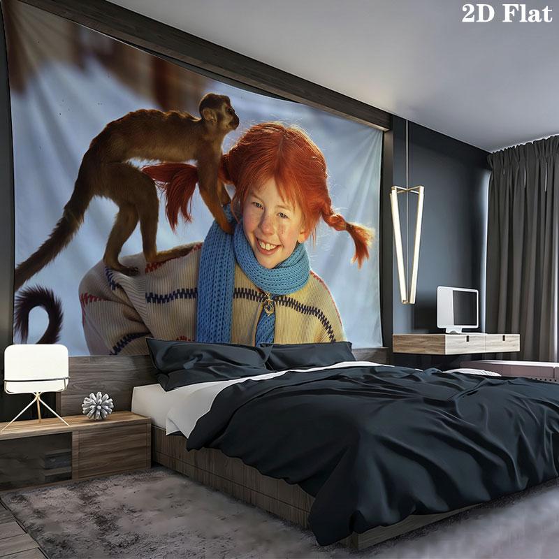 Inger Pippi Wall Tapestry, Aesthetic Printed Fabric Blanket, Suitable for Bedroom, Living Room, and Home Decor.