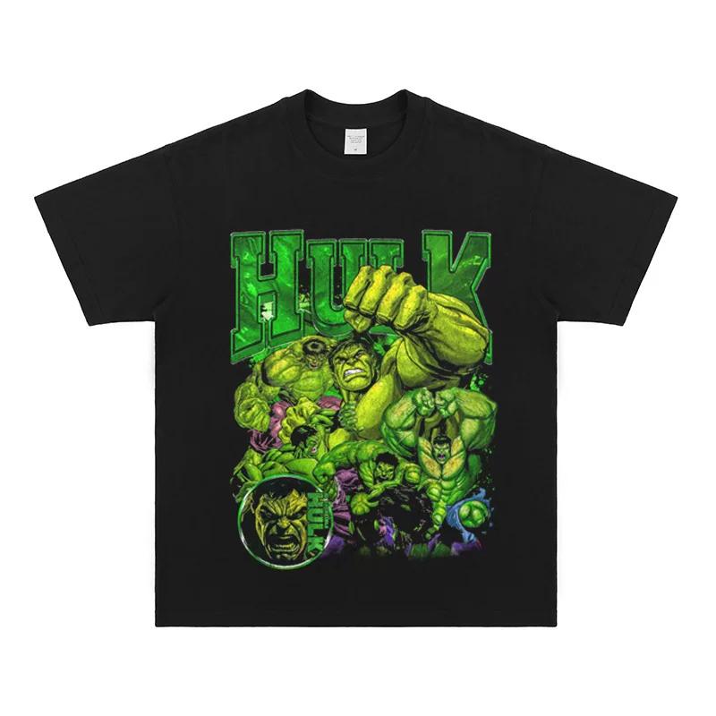 

Marvel Hulk MultiPose Retro Graphic TShirt Harajuku Punk Style Heavyweight Cotton Oversized Streetwear for Comic Fans M