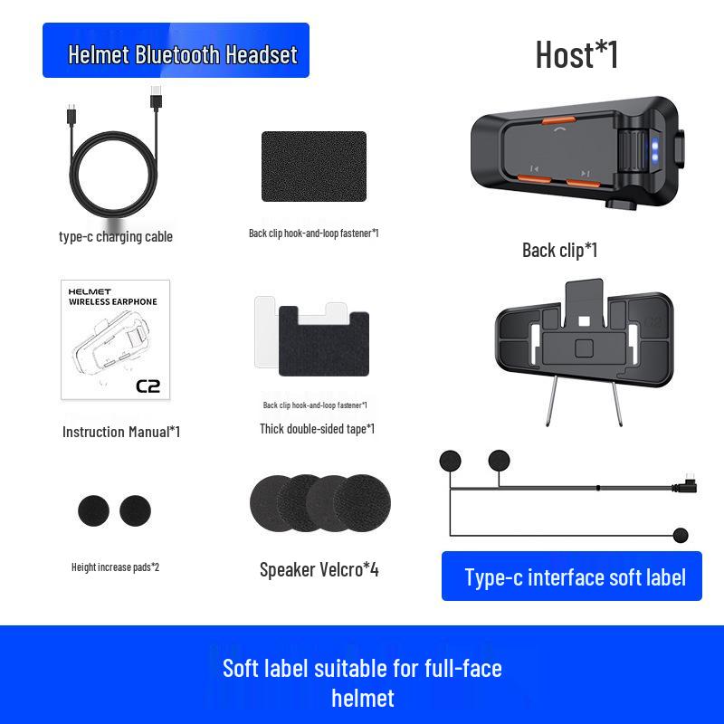 Waterproof Bluetooth Motorcycle Helmet Earphones with Noise Cancelling & Multi-person Intercom