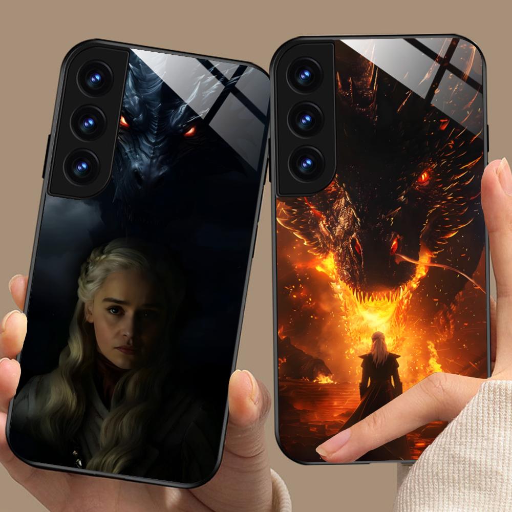 Dragon Queen Glass Mobile Phone Case for Samsung Galaxy S26 S25 S24 S23 S22 S21 S20 Note20 Plus FE Ultra Colorful Cover