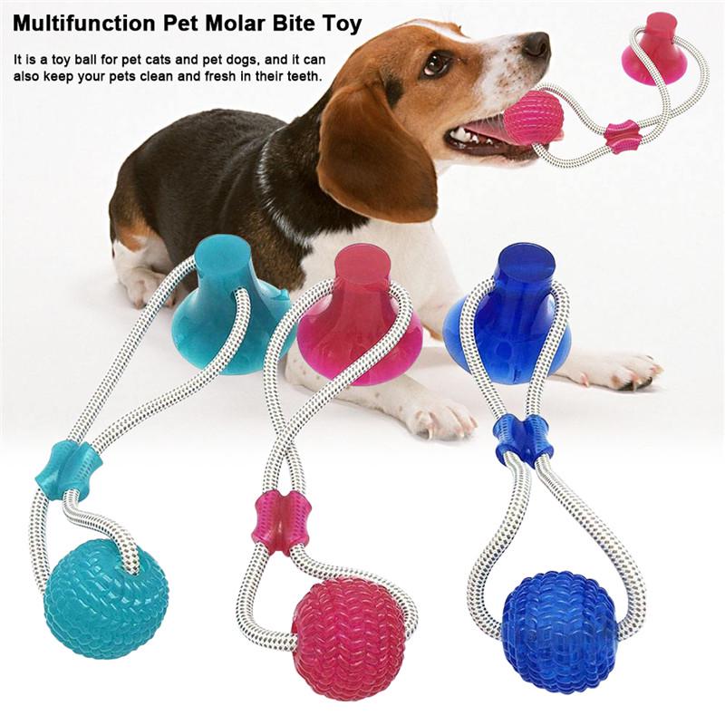 Multifunction Pet Molar Bite Toy Self-Playing Rubber Ball Toy with Suction Cup