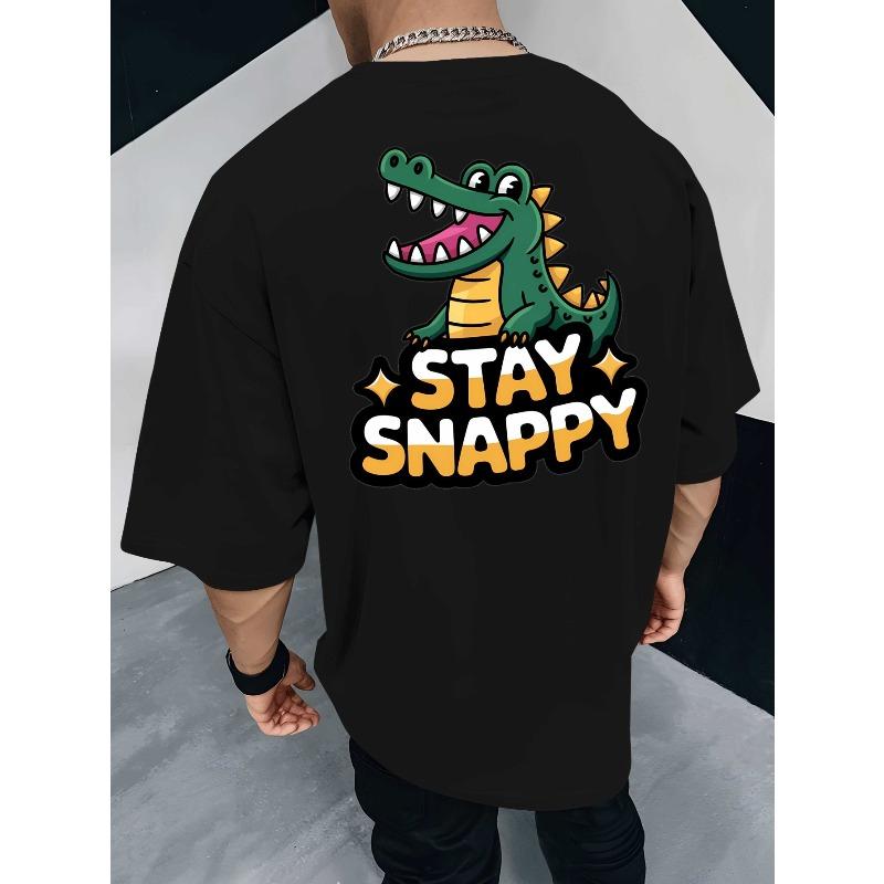 European Size Keep It Stylish with The New Croc Summer Men'S Short-Sleeved T-Shirt Featuring Back Prints, a Trendy And Fashionable Piece