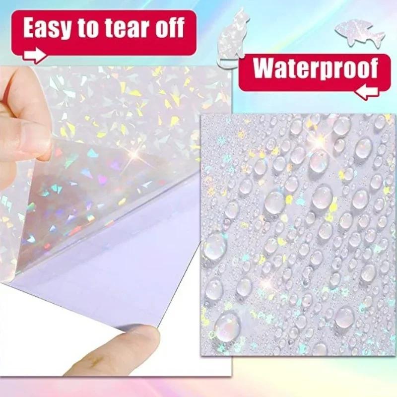Holographic Not Printable Vinyl Sticker Paper Self-adhesive Laser Photo Laminating Films A4 Transparent Paper DIY for Badge