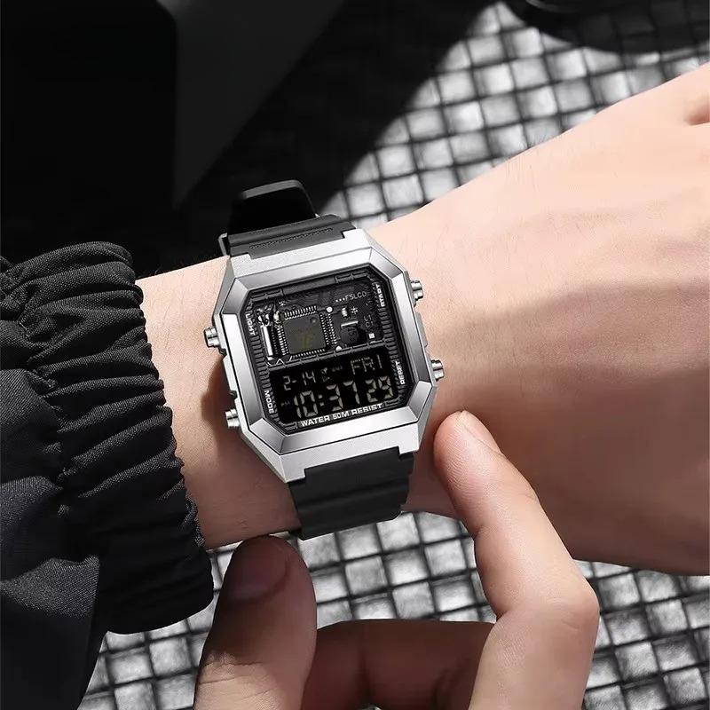 6216 Electronic Watches for Man Fashion Alarm Clock Students Square Dial Multifunction Waterproof Calendar Sports Watch