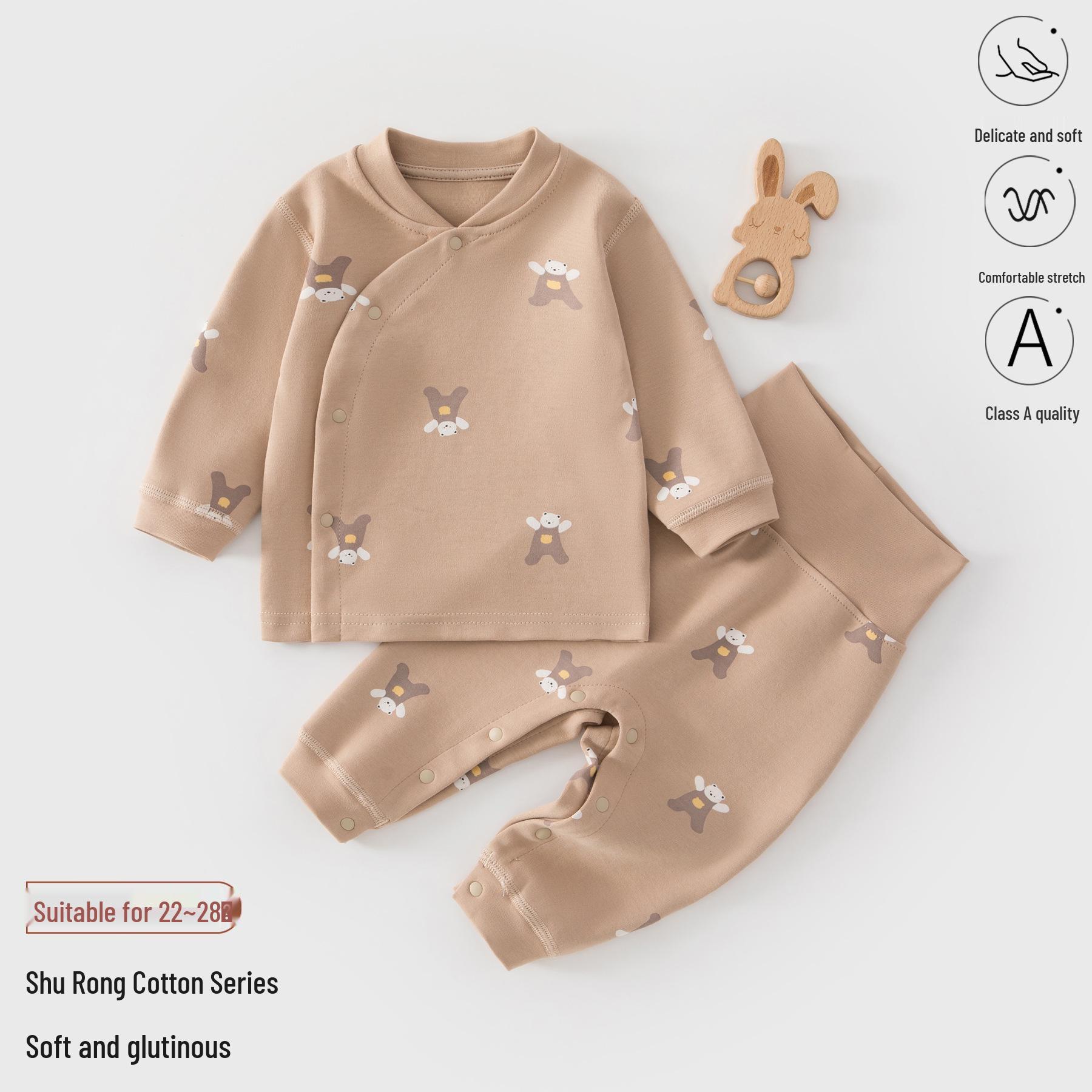 Мягкий хлопковый велюровый комплект детской пижамы с длинным рукавом для мальчиков и девочек 66# (Up to 15 lbs)