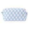 Ladies Small Knitted Zipper Closure Cosmetic Bag Plaid Pencil Case Travel Soft Checkered Makeup Pouch