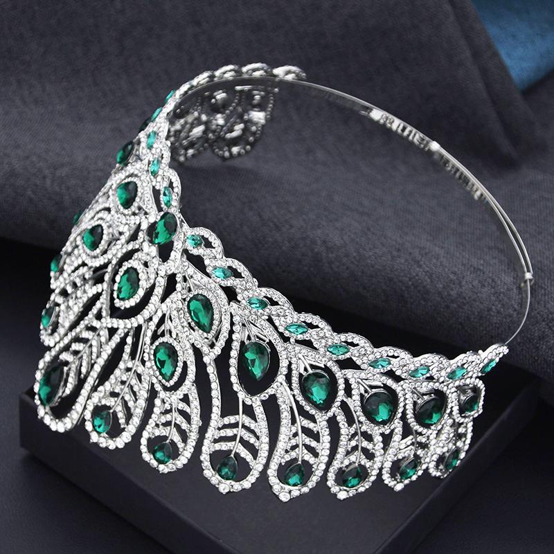 Adjustable Size High Tiaras and Crowns Large Wedding Tiara for Bride Headdress Princess Party Pageant Hair Jewelry Bridal Crown