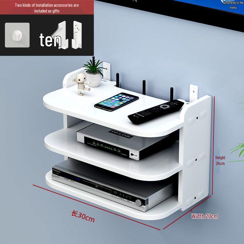 Wall-Mounted Wireless Router Shelf & Cable Organizer for Living Room