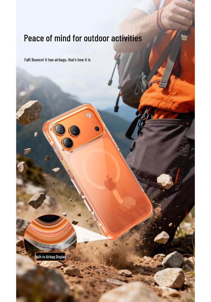 iPhone 17 Pro Max Color-Block Airbag Transparent Magnetic Case - New Anti-Fall Protective Cover