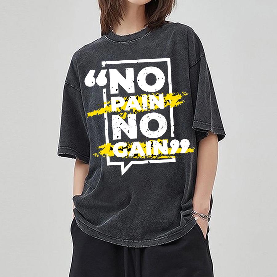 Summer Women's Washed T-Shirt NO Letter Graffiti Print Casual Design Sense Short Sleeve Unisex Oversized Tees